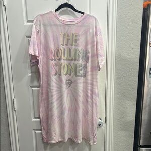 Rolling Stones Tie-Dye T-Shirt Dress - Pink